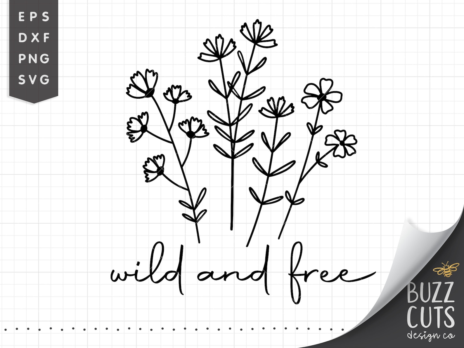 Wild and free svg Wildflower svg boho flower bouquet | Etsy