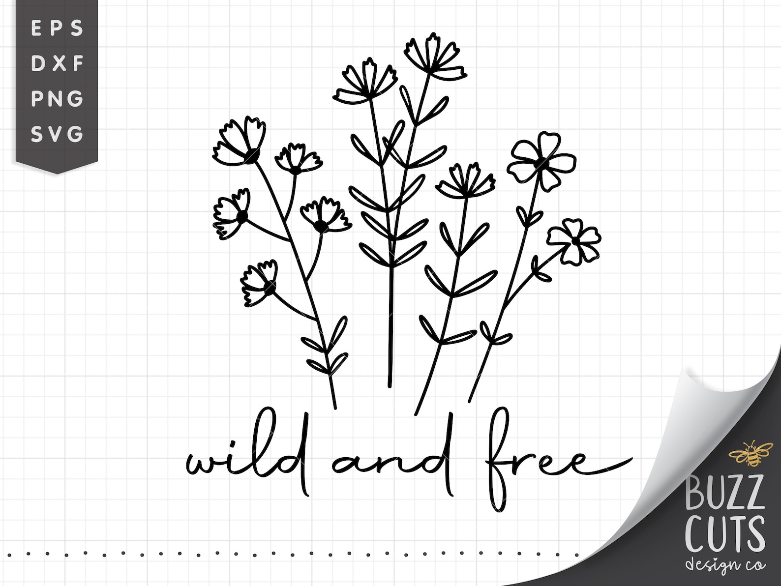 Wild and free svg Wildflower svg boho flower bouquet Etsy
