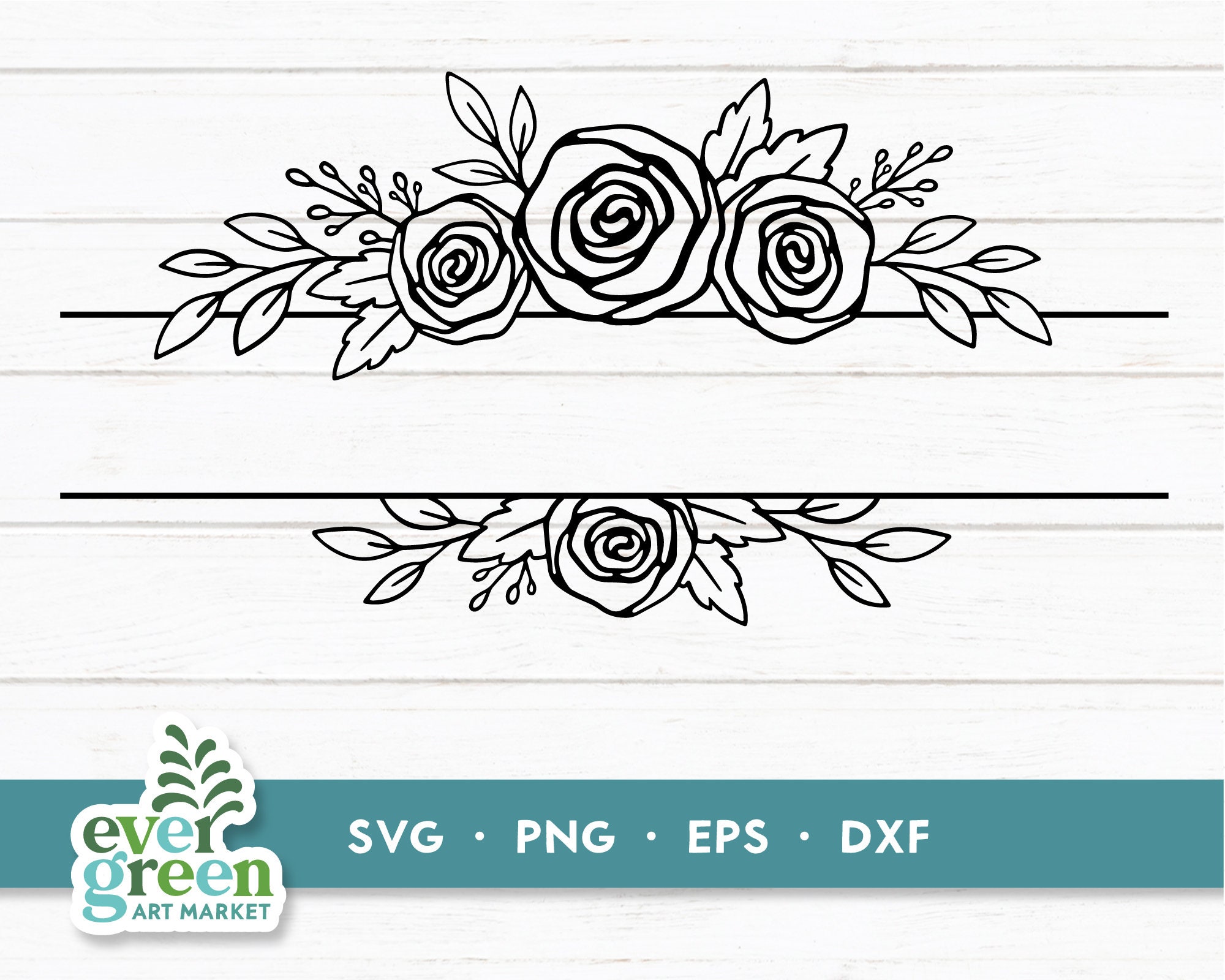 Flower Wreath Svg Rose Svg Split Monogram Floral Svg Svg 