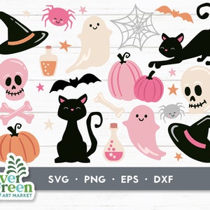 Pink Halloween svg, cute ghost svg, cute Halloween svg, pastel Halloween svg, pink skull svg, Halloween girl, ghost svg, Halloween svg