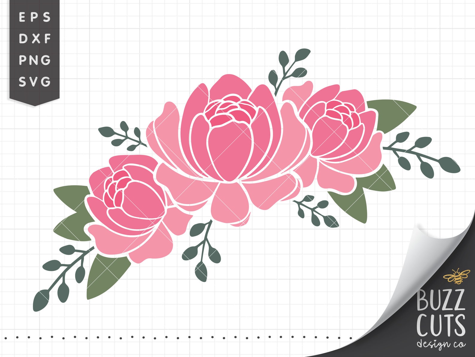 Floral swag svg peony svg floral border svg botanical svg | Etsy