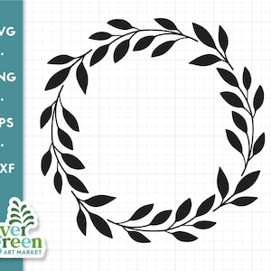 Leaf wreath svg, laurel wreath svg, circle frame svg, vine wreath svg, wreath monogram svg, farmhouse circle frame, simple svg cut file