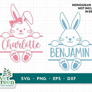 Easter bunny svg, bunny split svg, bunny face svg, name frame SVG, Easter monogram SVG, Easter svg, bunny monogram svg, baby name svg