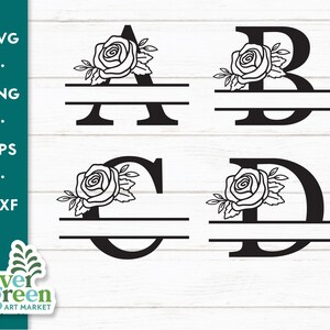 Floral Split Monogram Svg, Initial Svg, Split Letter Svg, Alphabet Svg ...
