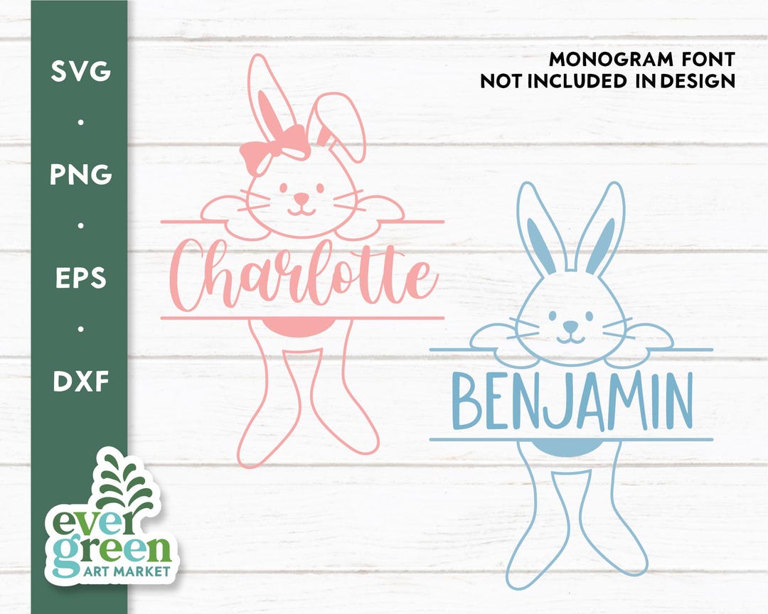 Easter Bunny Svg, Bunny Split Svg, Bunny Face Svg, Name Frame SVG ...