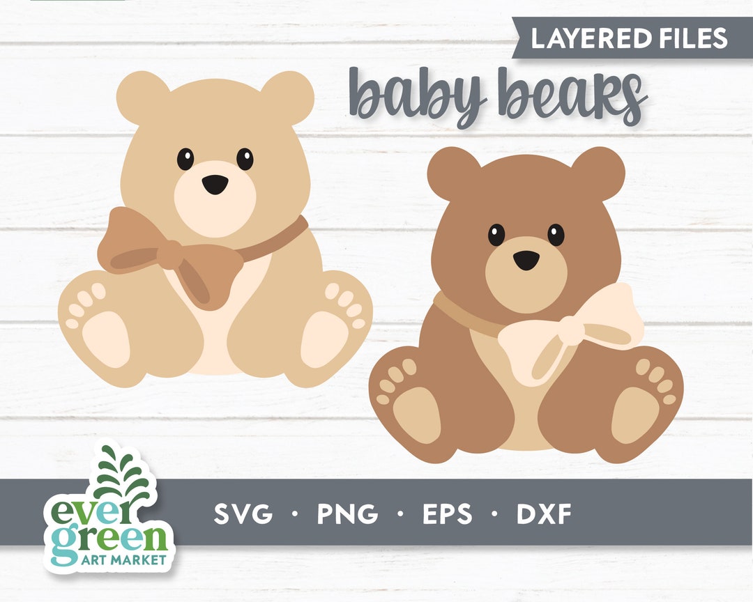 Teddy Bear Svg, Baby Bear Svg, Layered File, Neutral Color, Woodland