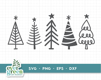 Choinka svg, ręcznie rysowane choinki, doodle choinki svg, rząd choinek, sosna svg, proste drzewa, clipart png
