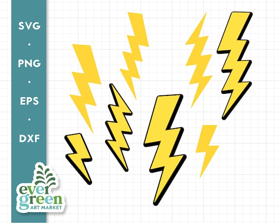 Lightning Bolt Bundle Svg, Flash Svg, Electricity, Cartoon.