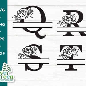 Floral Split Monogram Svg, Initial Svg, Split Letter Svg, Alphabet Svg ...