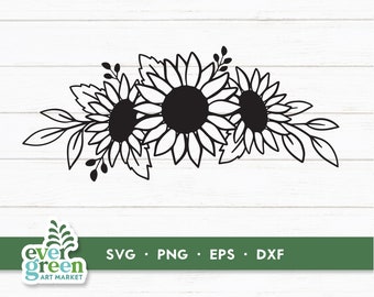 Sunflower svg, sunflower border svg, flower border svg, floral svg, accent svg, flower frame svg, wedding svg, clip art, svg cut file