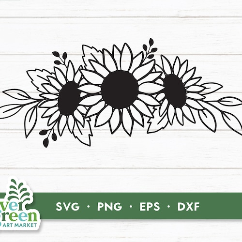 Sunflower Wreath SVG & PNG Clipart Border Frame Half Floral - Etsy Canada
