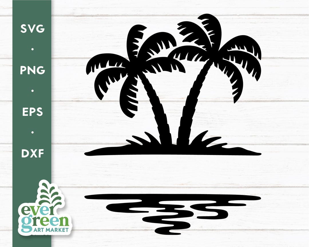 Palm Tree Split Frame Svg, Beach Monogram Frame Svg, Palm Tree Svg ...