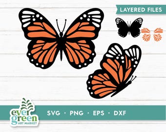 Monarch Butterfly SVG, Layered Cut File (Digital Download)