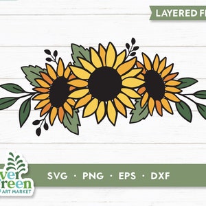 Bordure de tournesol stratifiée svg, tournesol svg, cadre de tournesol svg, bordure florale svg, cadre floral png, bouquet, fichier de coupe svg, Sublimation