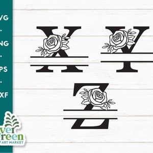 Floral Split Monogram Svg, Initial Svg, Split Letter Svg, Alphabet Svg ...