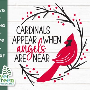 Cardinal SVG, mémorial, les cardinaux apparaissent lorsque les anges sont proches, souvenir, branche de couronne svg, deuil, perte, être cher svg, svg en mémoire