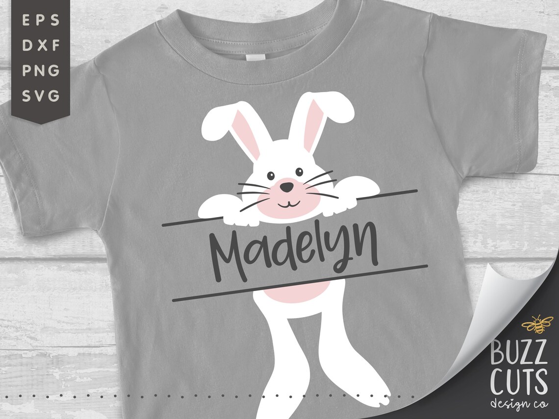 Easter Bunny Name Frame Svg Split Monogram SVG Bunny Name Etsy