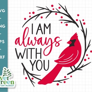 Cardinal SVG, mémorial, je suis toujours avec vous, souvenir, branche de couronne svg, deuil, perte, être cher svg, en mémoire, silhouette cardinale rouge