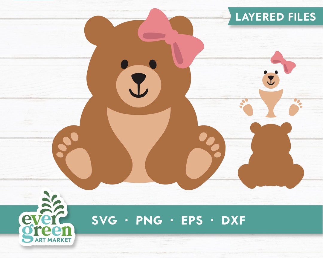Teddy Bear Svg, Baby Bear Svg, Layered File, Woodland Svg, Baby Girl