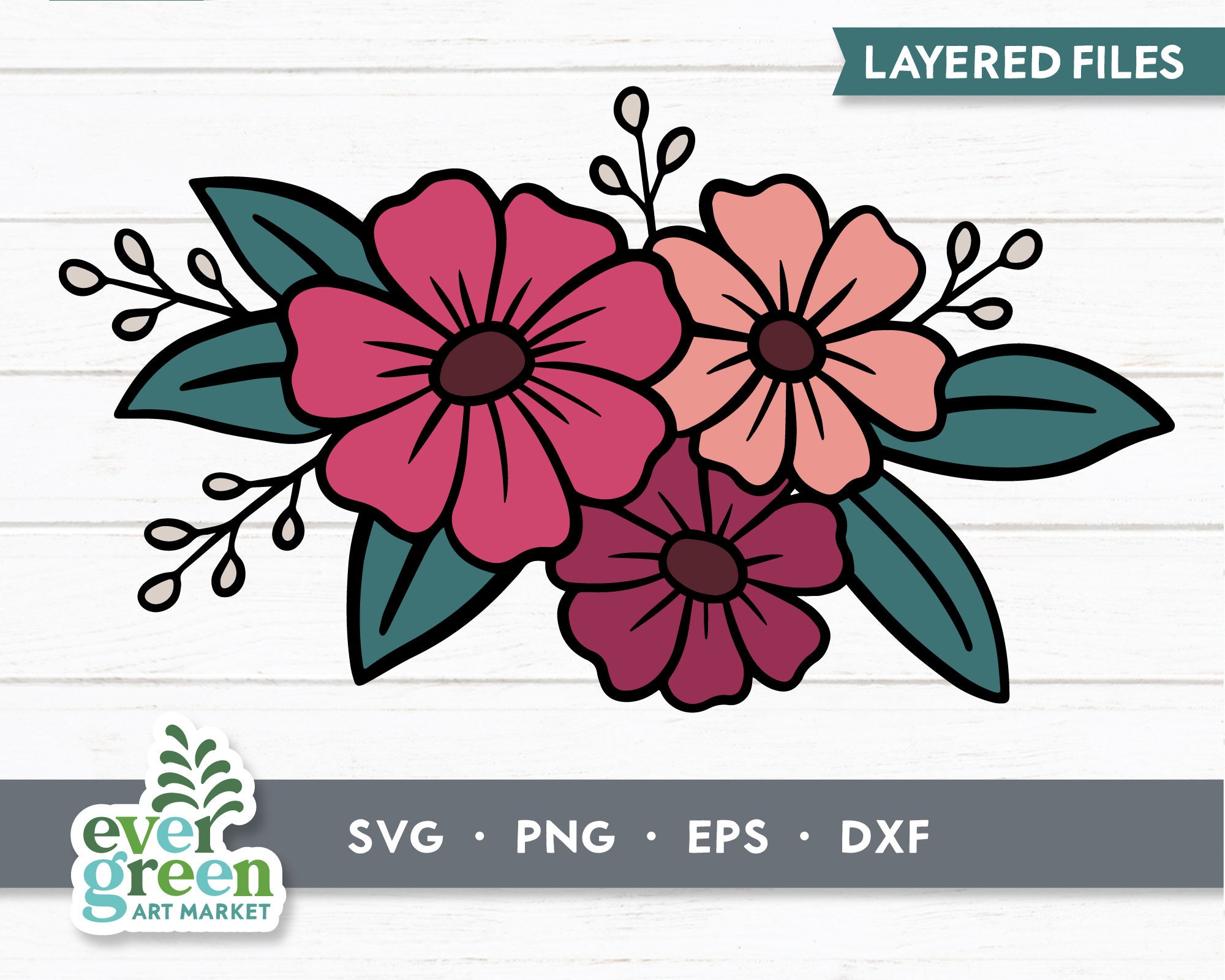Flower Accent Svg Layered Floral Corner Svg Flower Border Etsy Ireland