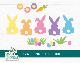 Easter Bunny Silhouette SVG Bundle, Clipart Cut Files (Digital Download)