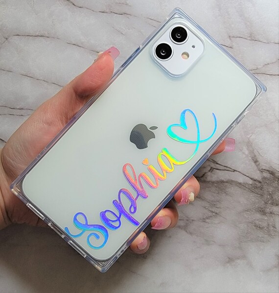 Personalized Name Clear Square Shockproof Case Iphone Se 7 Etsy