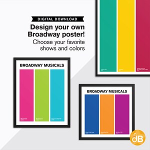 CUSTOM BROADWAY POSTER, Digital Download, Color Swatches, Musical Theater, Design, Show, Printable, Wall Art Print, 8x10, 12x18