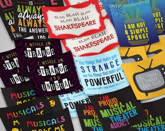 Broadway Stickers, Musical Theater, Broadway Shows, Theater Nerd, Beetlejuice, Dear Evan Hansen, Mean Girls, Emoji, Matilda