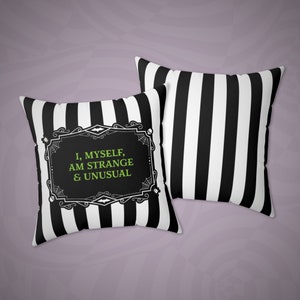 Beetlejuice Pillow Cover - Strange and Unusual, Broadway Musical, Beetlejuice Movie, Lydia Deetz, Halloween, Theater Gift