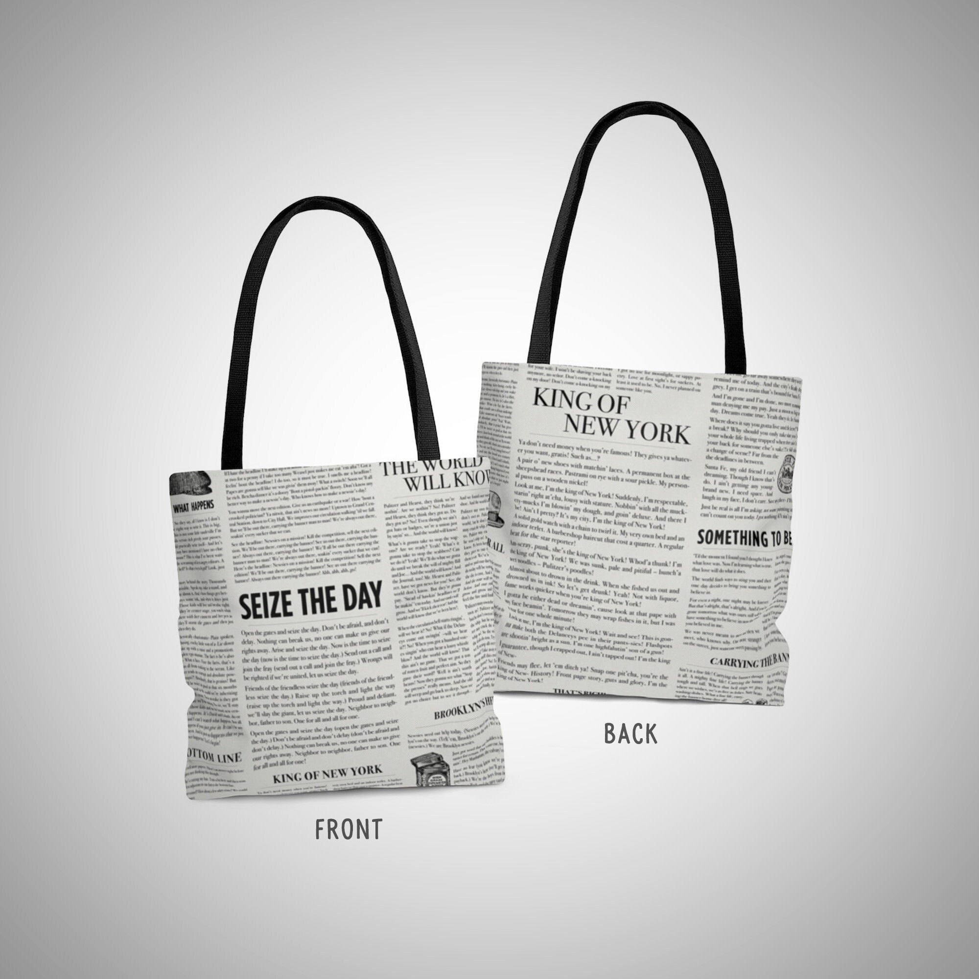 Newsies Tote Bag Seize the Day King of New York Newsies Musical Broadway Fansies Theatre Gift Etsy