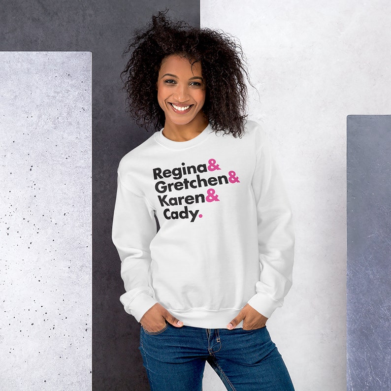 The Plastics Mean Girls Unisex Sweatshirt, Ampersand Names, Regina, Gretchen, Karen, Cady, Mean Girls Movie, Mean Girls Musical, Pink image 5