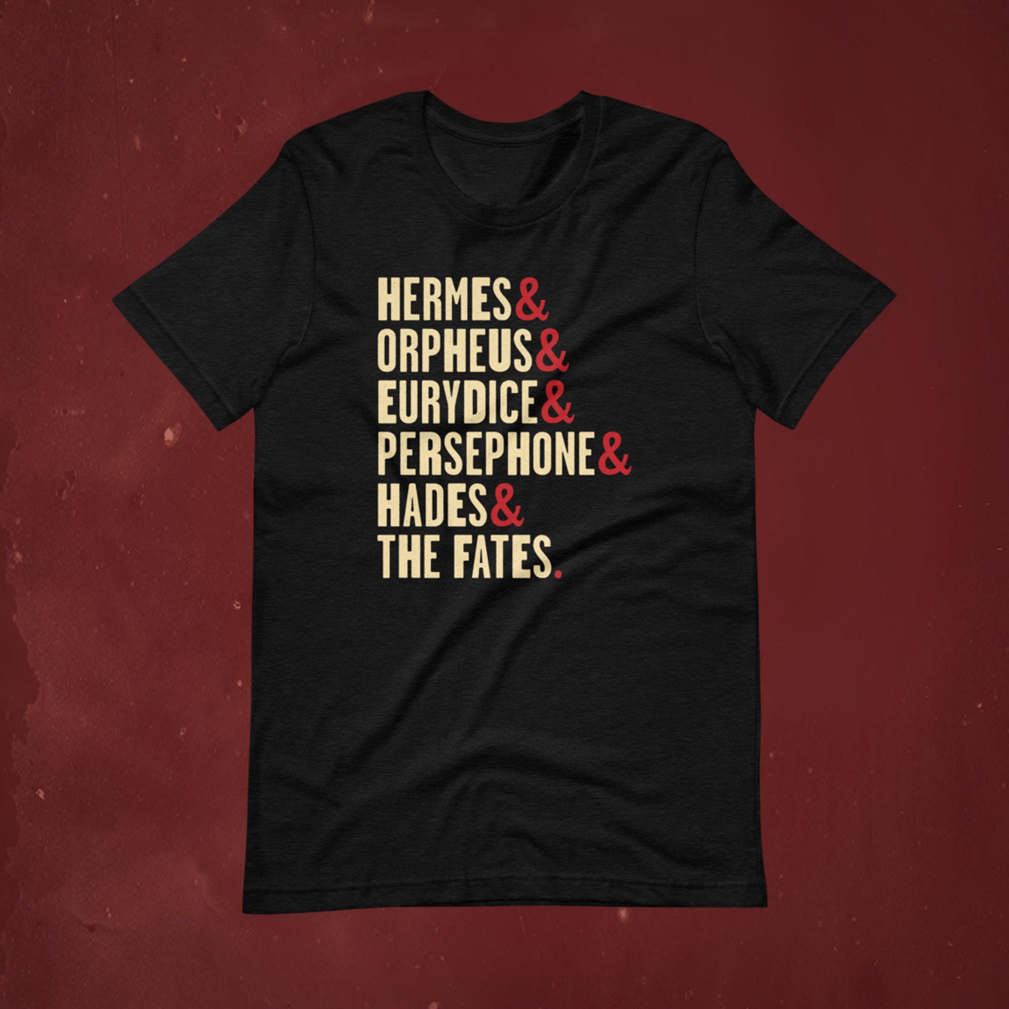 CLEARANCE! Hadestown Names Shirt, Broadway Musical, Orpheus & Eurydice, Persephone, Hades, Greek Mythology, Ampersand