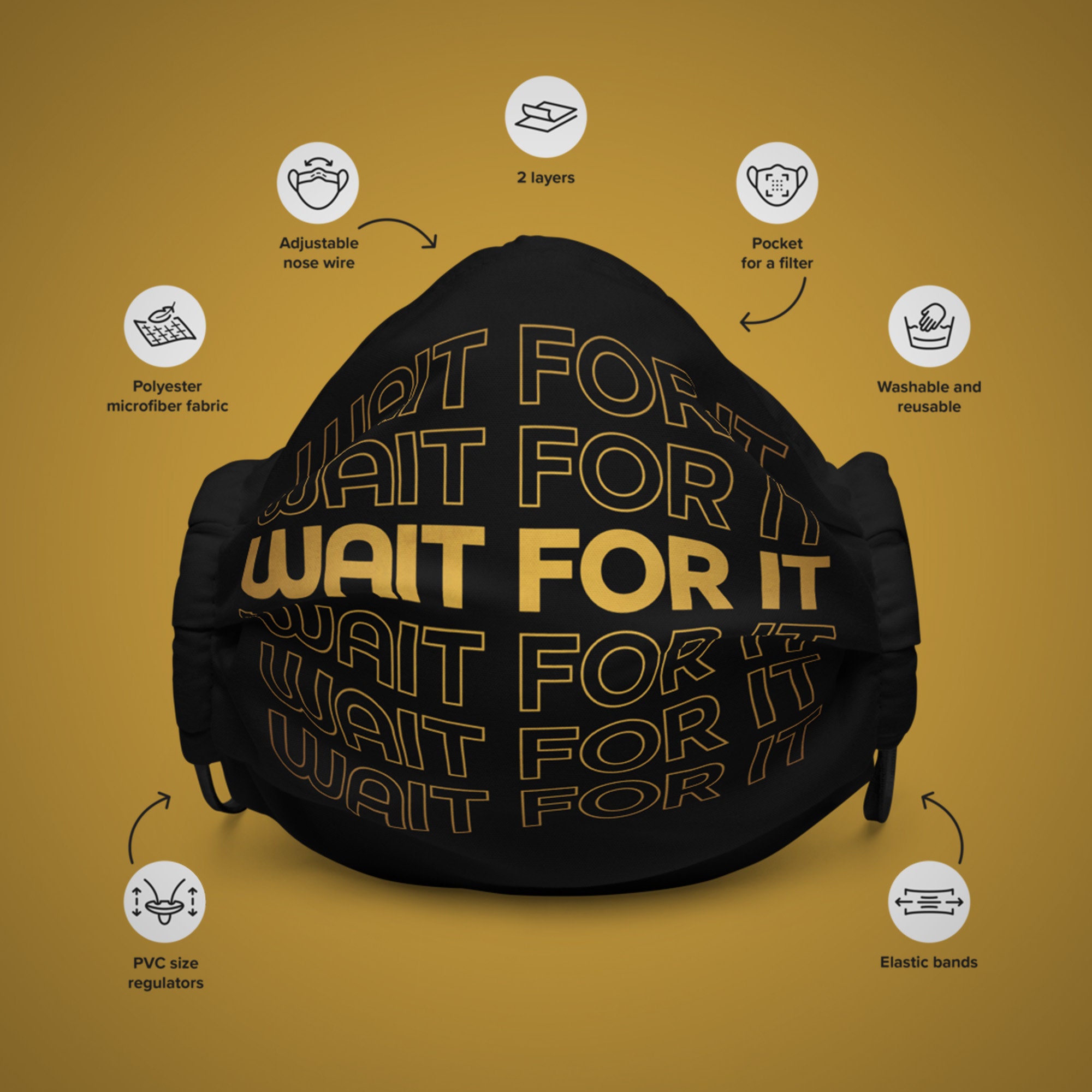 Wait for It Face Mask Hamilton Musical Aaron Burr Broadway Etsy