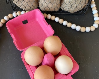 Set of 12 - Pink Egg Cartons - Square Blank Carton - Holds 4 Chicken Eggs - 100% Recyclable-Colored