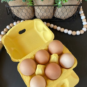 Set of 10 - Yellow Egg Cartons - Holds 6 Chicken Eggs - Rectangular Blank Carton - 100% Recyclable-Colored