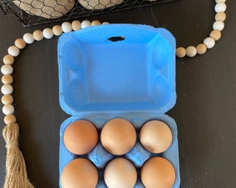 Set of 10 - Blue Egg Cartons - Holds 6 Chicken Eggs - Rectangular Blank Carton - 100% Recyclable-Colored