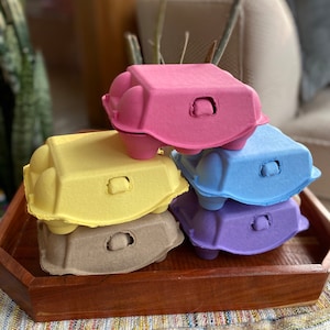 Set of 10 - Colored Variety Cartons - Holds 6 Chicken Eggs - Rectangular Blank Carton - 100% Recyclable-Colored