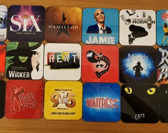Your Favorite West End/Broadway Musicals Made into Wooden Coasters - Musical Theatre Gift.