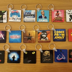 Your Favorite West End/Broadway Musicals Made into Wooden Keyrings - Musical Theatre Gift.