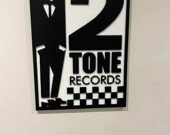 2 Tone Records Wall Art | Handmade Wooden Ska Decor | Iconic 2 Tone Logo for Home Bar & Man Cave