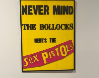Sex Pistols Never Mind the Bollocks Wooden Wall Art | Handmade Punk Rock Album Inspired Sign | 3D Music Room Decor