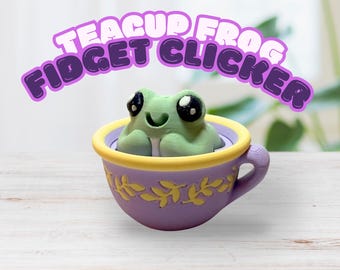 Teacup Frog Fidget Clicker | Whimsical Sensory Toy | Choose Switch Type (Clicky/Tactile/Linear) | Licensed Marie’s Button