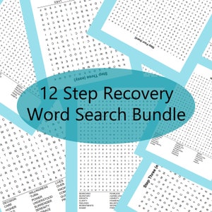 12 Step Recovery Word Search Bundle | Sobriety Games | Print At Home