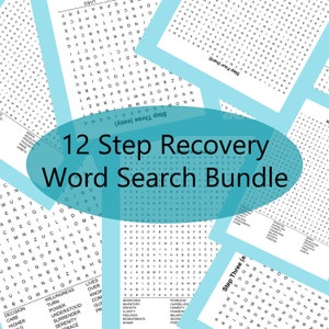 12 Step Recovery Word Search Bundle | Sobriety Games | Print At Home