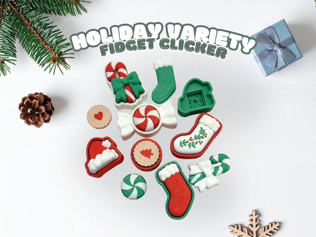 Holiday Fidget Clicker | 3D Printed Christmas Sensory Toy | Choose ...