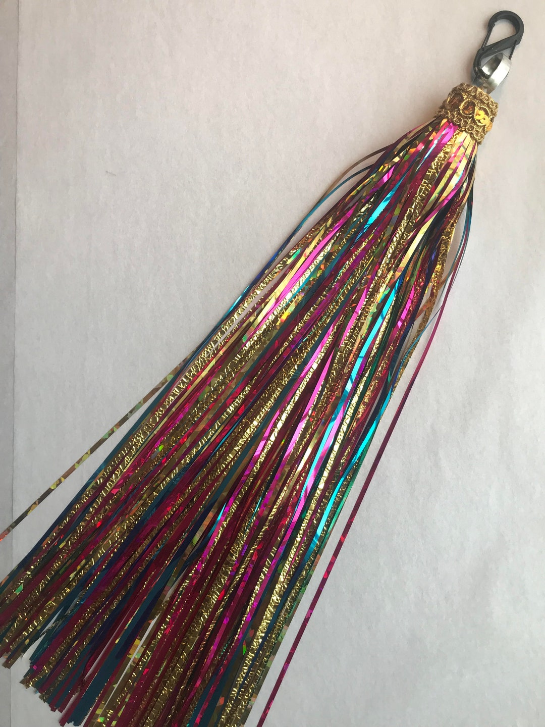 Tambourine Tassel Shouts of Joyous Praise Holograph Gold, Aqua and