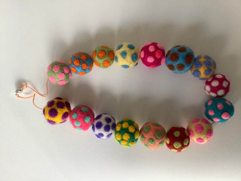 Handmade felt-ball necklace