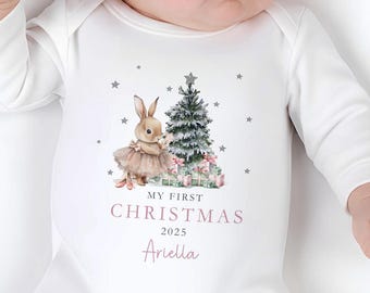 My First Christmas Sleepsuit, Baby Christmas Pyjamas, First Christmas Babygrow, Baby’s First Christmas, Personalised Christmas Baby Outfit