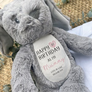 Alles Gute zum Geburtstag als meine Mama, Erster Geburtstag, Kuscheltier, Mama Geburtstagsgeschenk, Erstes Mal Mama, Geschenk vom Baby, Personalisiert, Andenken, Neues Baby,