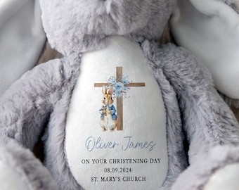 Lapin de baptême personnalisé, cadeaux de baptême, souvenir de baptême, cadeaux de baptême, pour garçon, pour fille, nounours, bébé, cadeau de baptême pour filleul